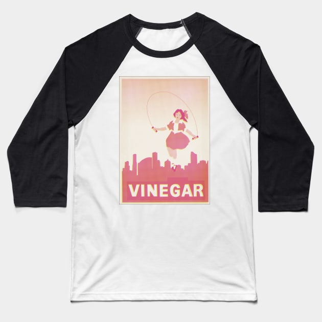 Skipping Girl Vinegar Vintage Screen Print Baseball T-Shirt by melbournedesign